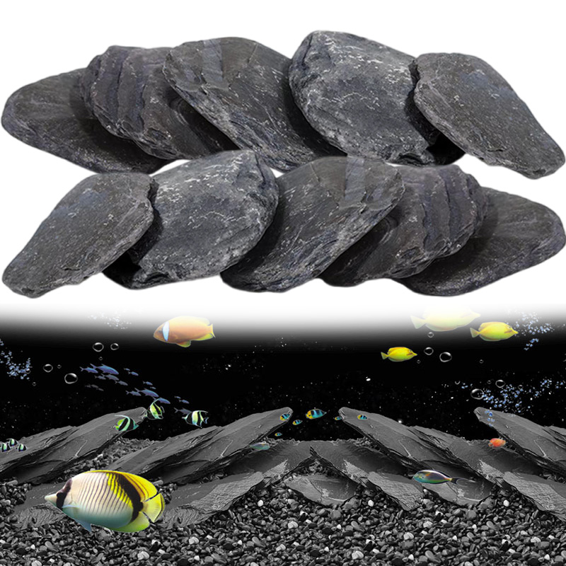 Planted Aquarium Hardscape - หินชนวนสำหรับตู้ปลา 500 กรัม/1000 กรัม – หินตกแต่งตู้ปลาที่ปลอดภัยสำหรับปลา