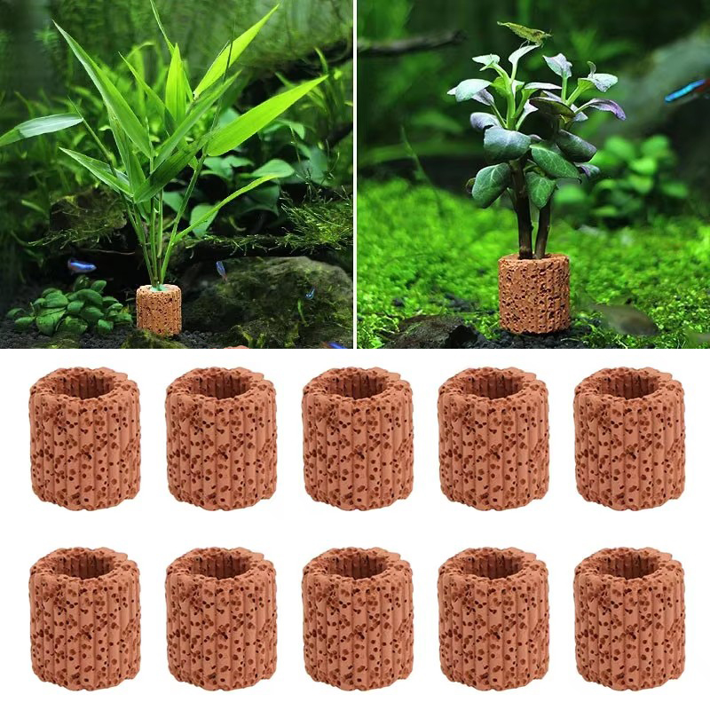 Aquarium Plant Live - พืชน้ําแหวนคงที่สําหรับพิพิธภัณฑ์สัตว์น้ําภูมิทัศน์เซรามิคน้ําหม้อแหวนเครื่องมือตกแต่งอุปกรณ์เสริมถังปลา