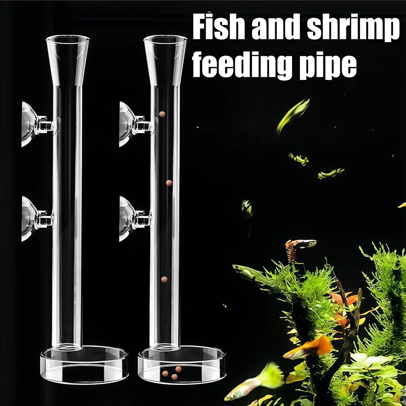 Aquarium Plant Red - ชุดหลอดป้อนอาหารและจานกุ้งสำหรับตู้ปลาคุณภาพสูง - หลอดป้อนอาหารแก้วโบโรซิลิเกตทรงระฆังสำหรับกุ้งคริสตัลเรด