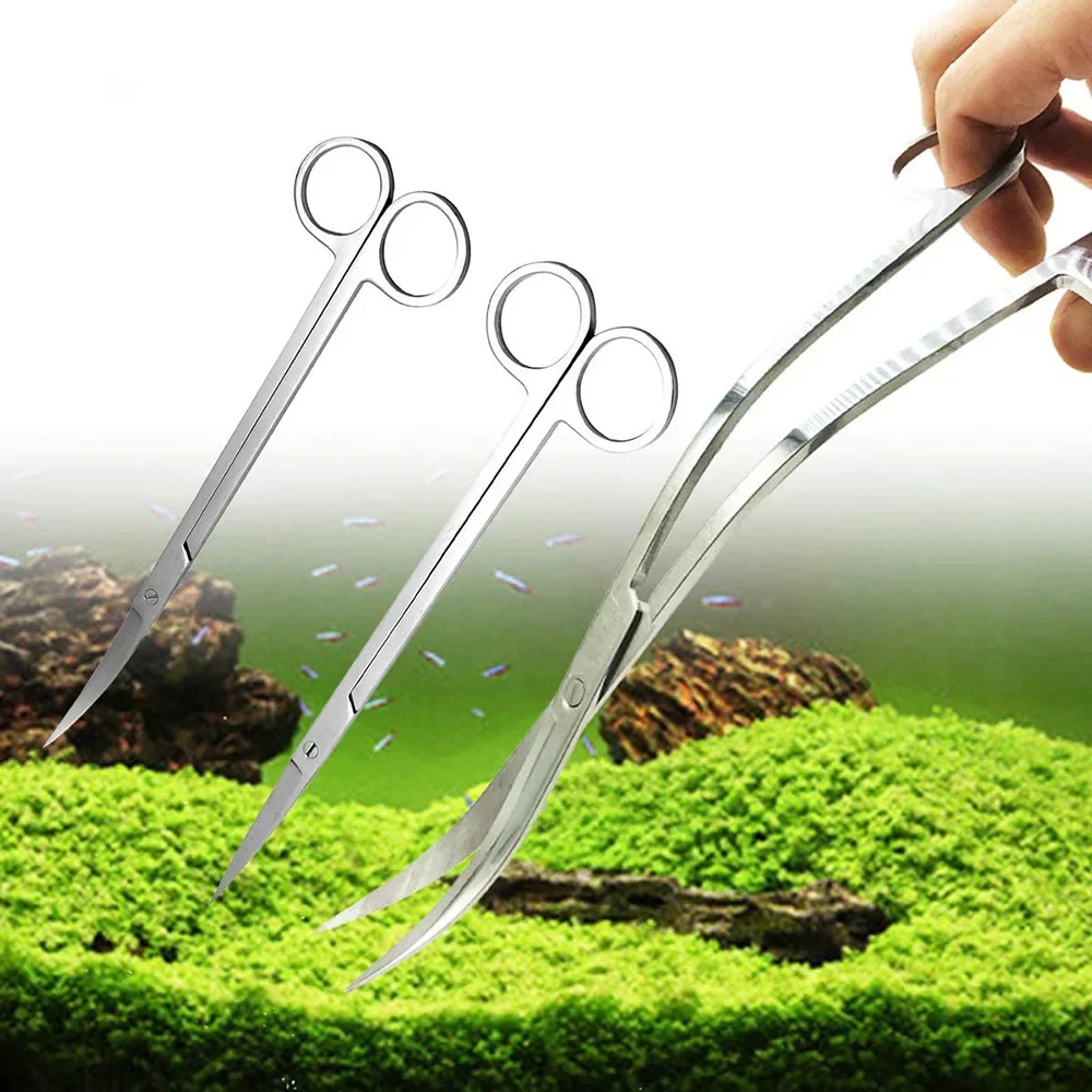 Planted Aquarium Tool Kit - พิพิธภัณฑ์สัตว์น้ําน้ําตัดพืชแหนบกรรไกรไม้พาย Aqua Scaping เครื่องมือสแตนเลสทําความสะอาดชุดเครื่องมือถังปลา