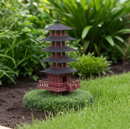 Aquarium Plants - Garden Aquarium Bonsai Decor MINI เจดีย์รูปปั้นจีนโบราณอาคาร
