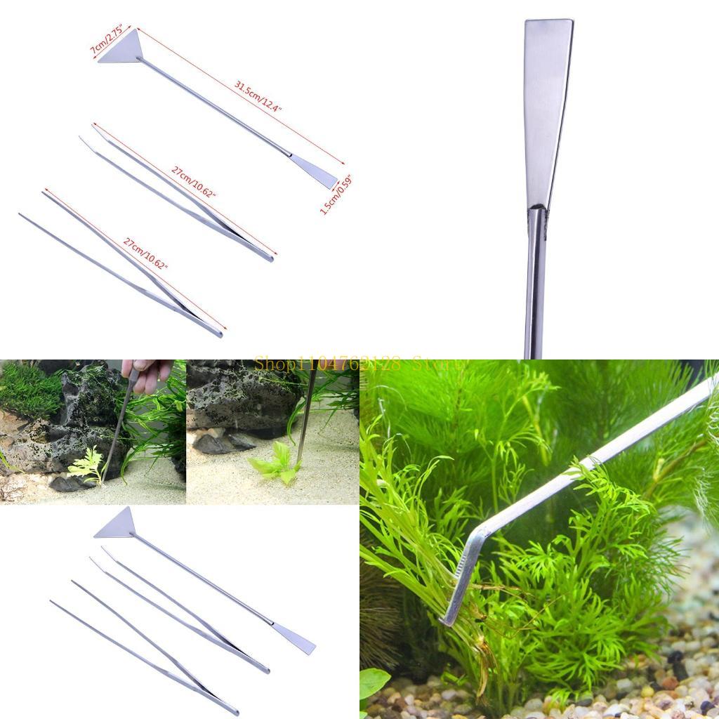 Planted Aquarium Starter Kit - 3-Pack Aquarium แหนบไม้พายเครื่องมือสแตนเลสสตีลชุดเครื่องมือทำความสะอาดที่ดีที่สุดขาย