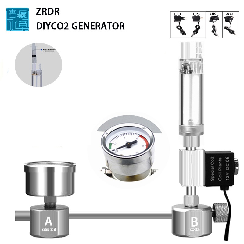 Planted Aquarium Co2 Kit - พิพิธภัณฑ์สัตว์น้ํา DIY CO2 เครื่องกําเนิดไฟฟ้าเครื่องปฏิกรณ์ชุดสําหรับพิพิธภัณฑ์สัตว์น้ําถัง Co2 ตัวควบคุม