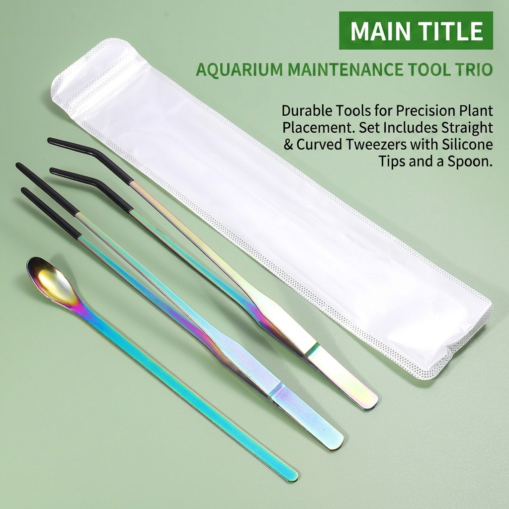 Planted Aquarium Tips - แหนบสำหรับตู้ปลาแบบมืออาชีพ สำหรับจัดสวนในตู้ปลา ดูแลรักษาพรรณไม้น้ำ ปลายซิลิโคน ด้ามยาว ทำจากสแตนเลส