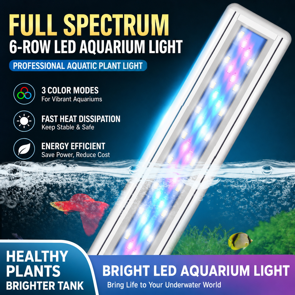 Aquarium Plant Grow Light - ไฟ LED สำหรับตู้ปลา 220V RGBW แบบหนีบ