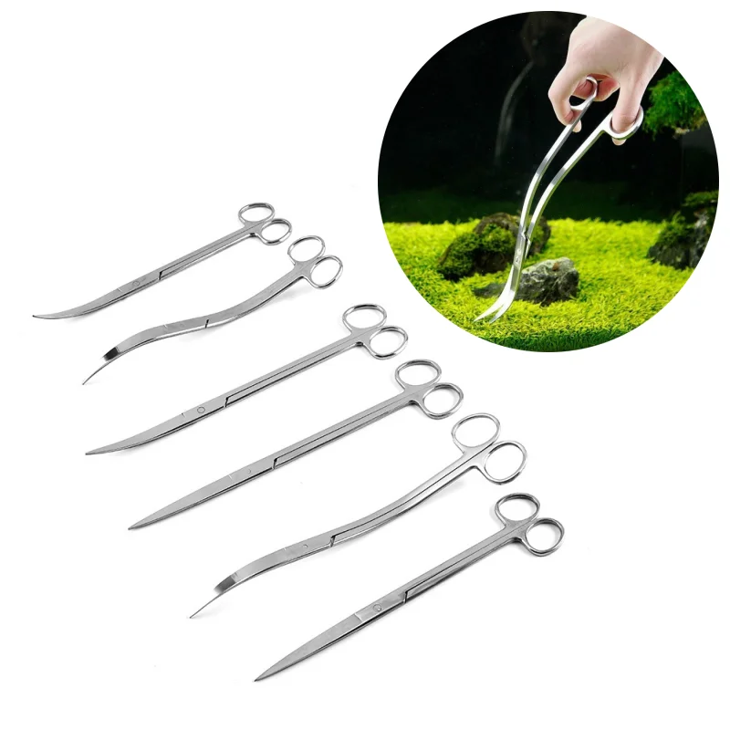 Planted Aquarium Tool Kit - Aquarium กรรไกรเครื่องมือถังปลาแหนบพืช Wave กรรไกรหญ้าสแตนเลสเครื่องมือทําความสะอาดผู้ถือ Aquarium อุปกรณ์เสริม