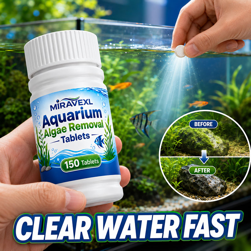 Aquarium Plant Live - เม็ดกำจัดตะไคร่น้ำในตู้ปลา MIRAVEXL 150 เม็ด, ยาฆ่าตะไคร่น้ำที่ปลอดภัย, ช่วยให้น้ำใสขึ้นอย่างรวดเร็วสำหรับปลาในน้ำจืดและพืชน้ำ