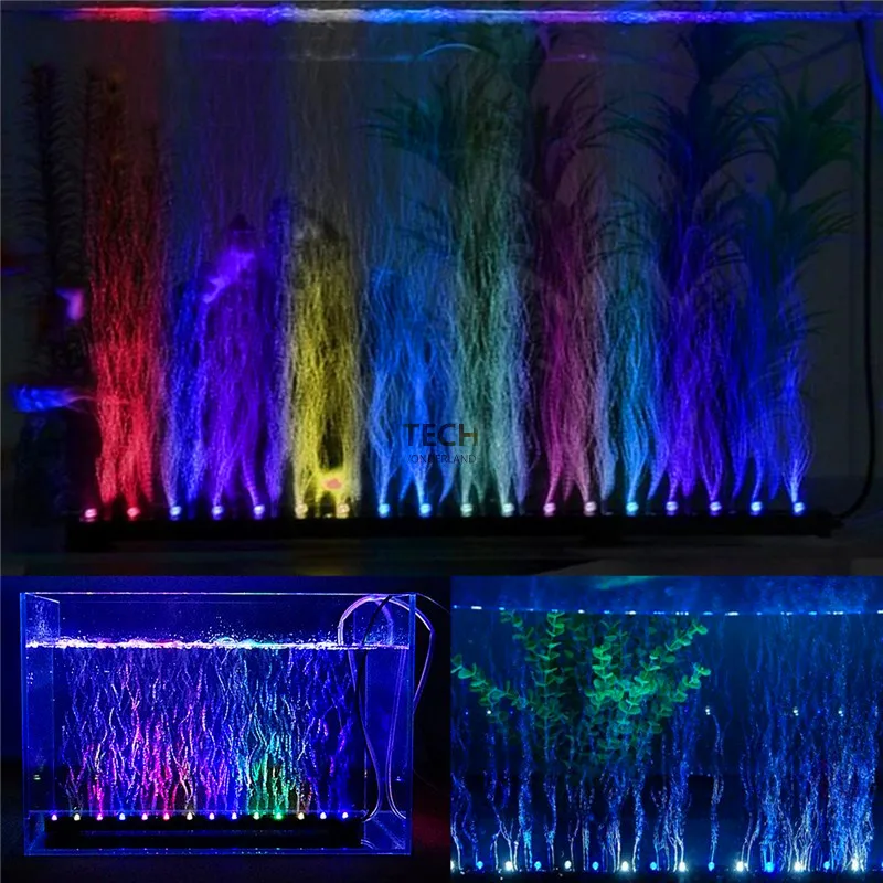 Aquarium Plant Grow Light - พิพิธภัณฑ์สัตว์น้ําตู้ปลาใต้น้ํา Submersible Air Bubble เปลี่ยนสีไฟ LED