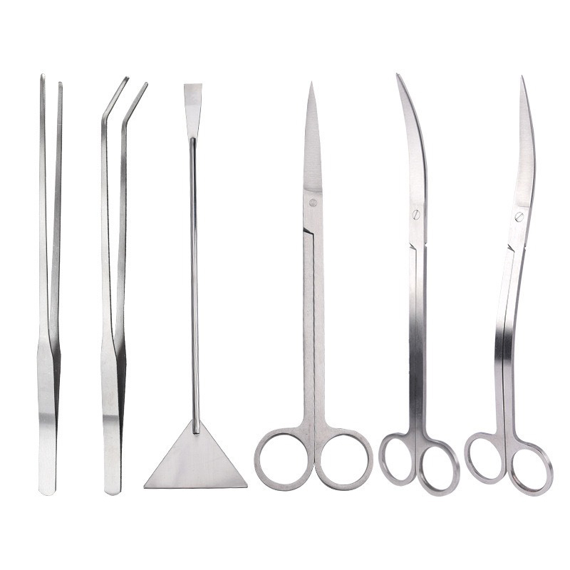 Planted Aquarium Tool Kit - กรรไกรตัดแต่งต้นไม้ในตู้ปลา แหนบ ที่หนีบต้นไม้ในตู้ปลา กรรไกรตัดแต่งใบไม้ในน้ำ สแตนเลส อุปกรณ์ทำความสะอาด