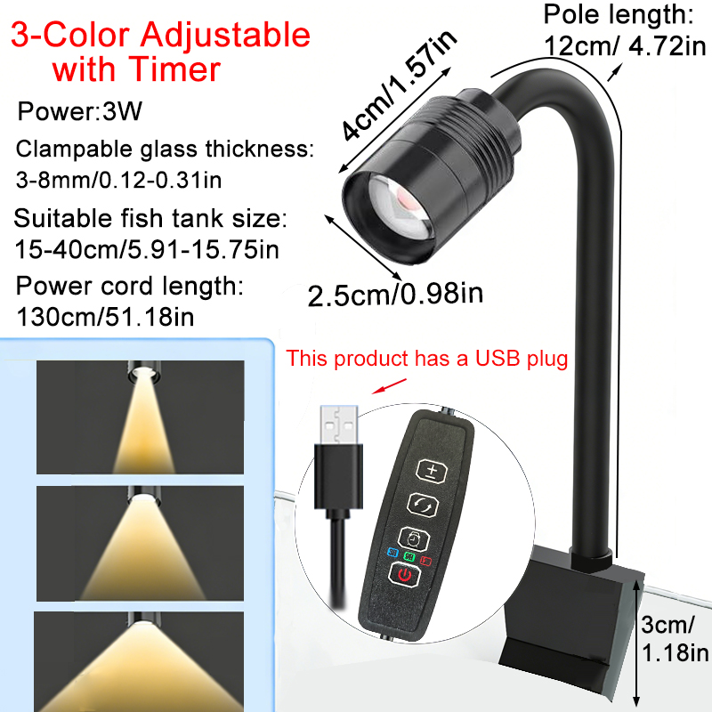 ไฟสปอตไลท์ตู้ปลา 3W สำหรับอเมร - Aquarium Plant Grow Light บทวิจารณ์และราคา